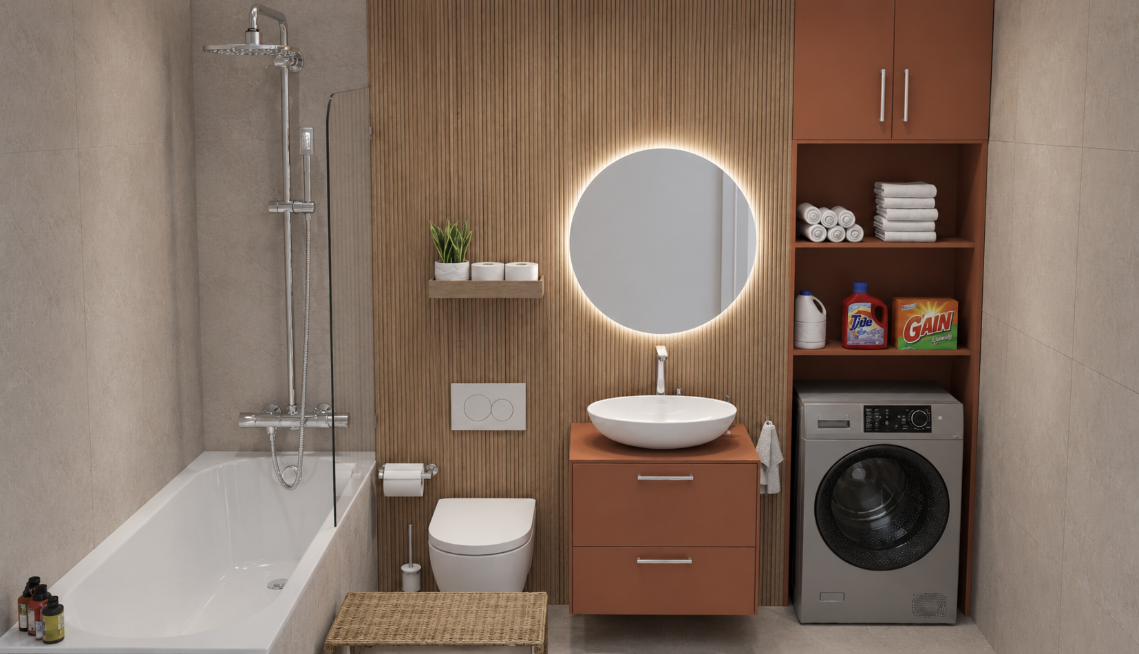 Baie — Apartament cu open space și nișă de dormit