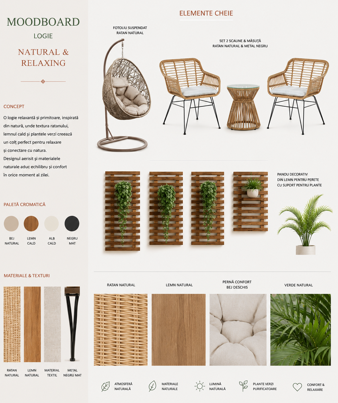 Moodboard 2 — Apartament cu open space și nișă de dormit