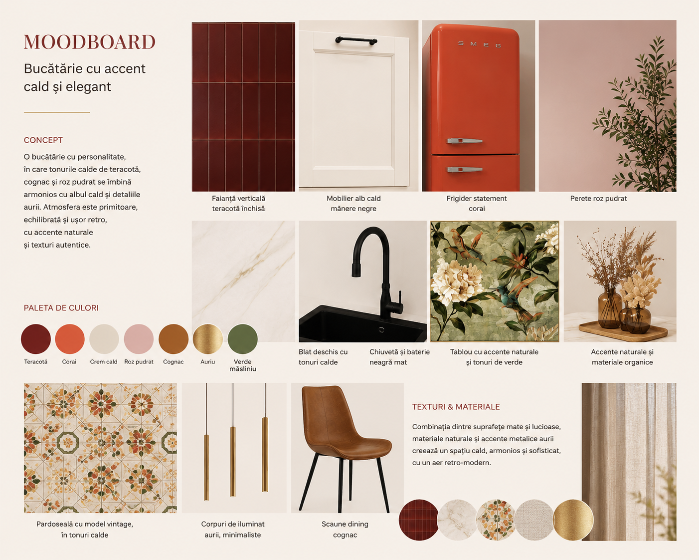 Moodboard 1 — Bucătăria Burgundy