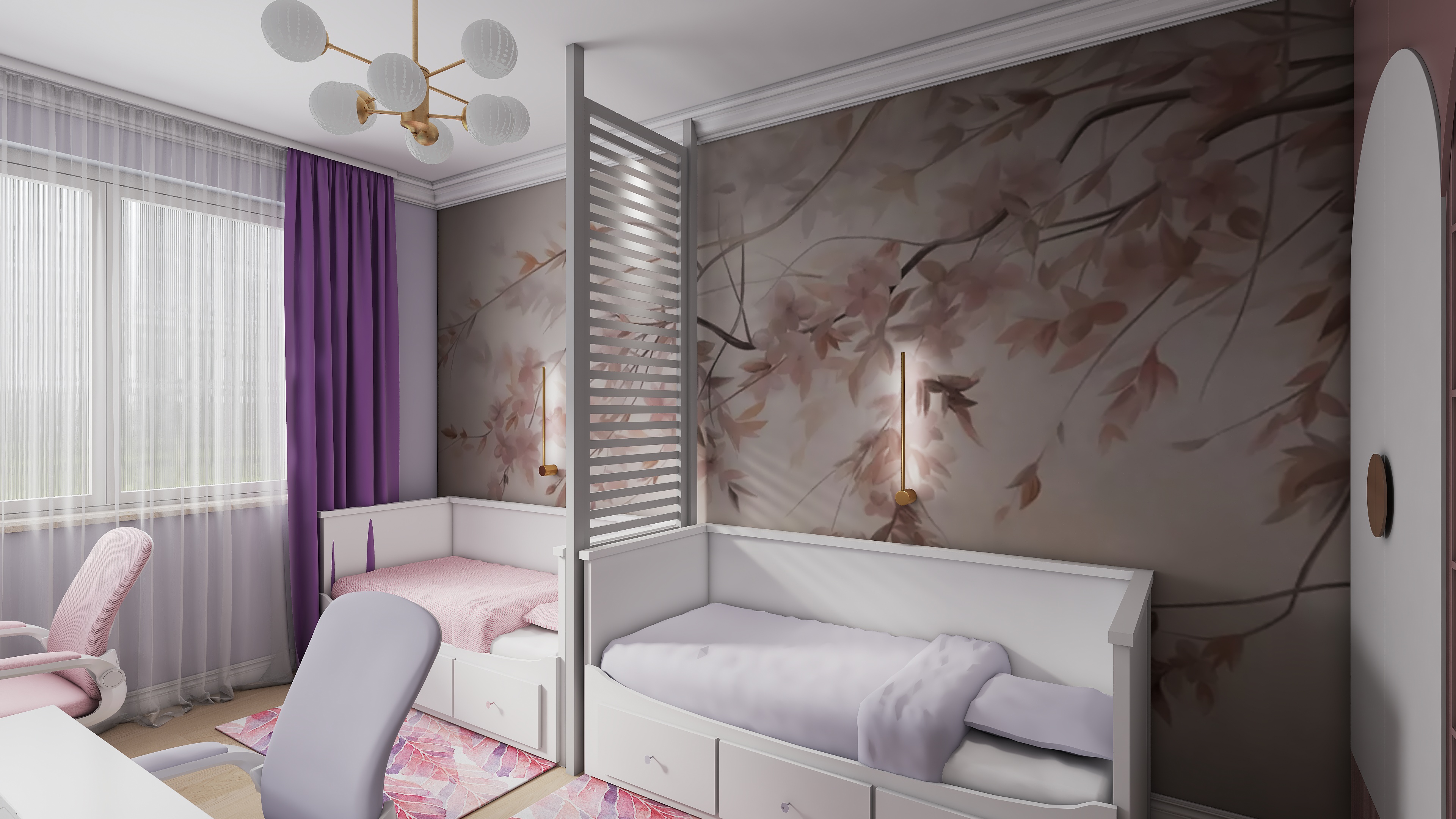 Dormitor cu design calm și echilibrat