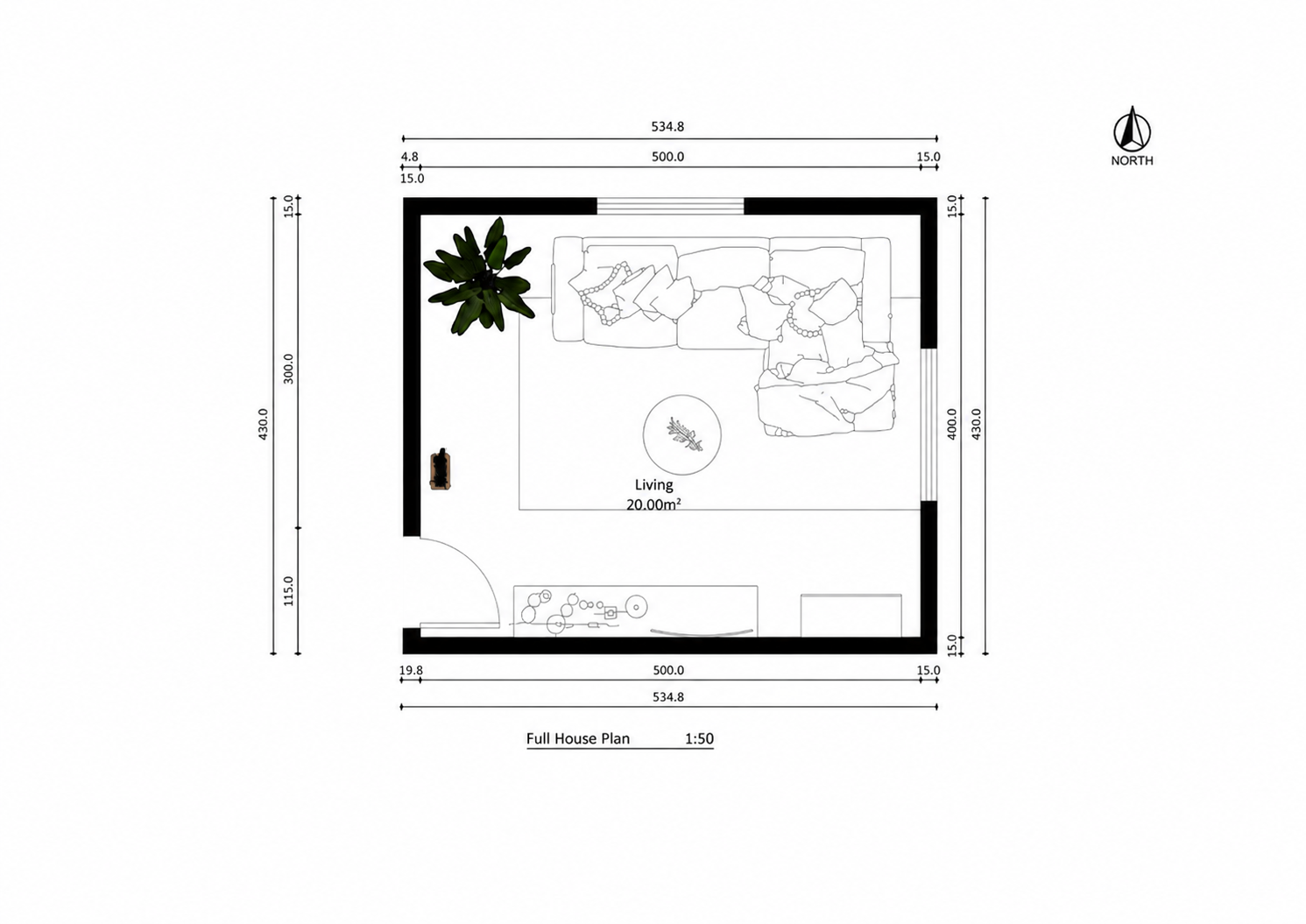 Floor plan — Japandi Living Room