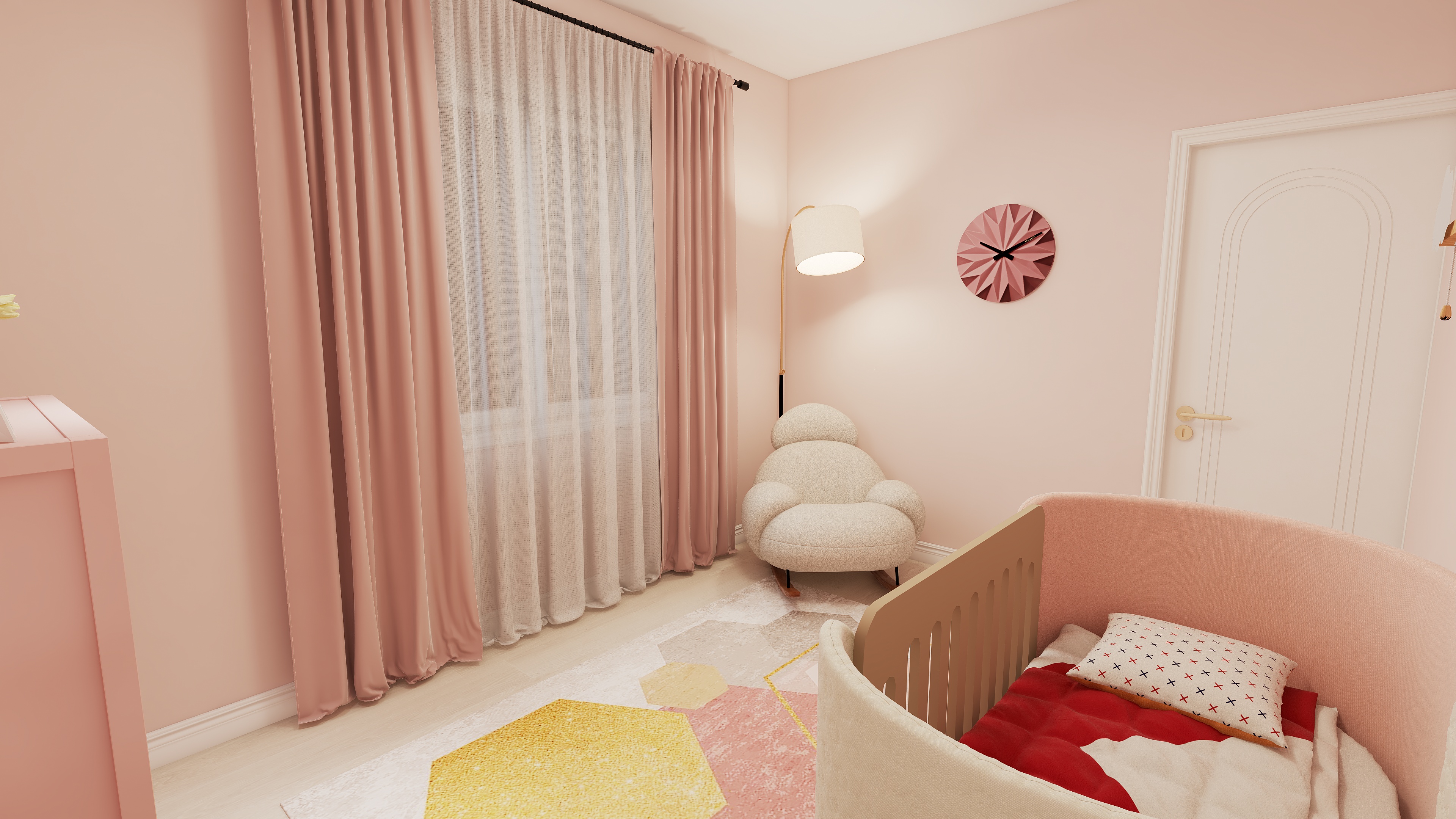 Baby Room – roz pudrat și galben cald